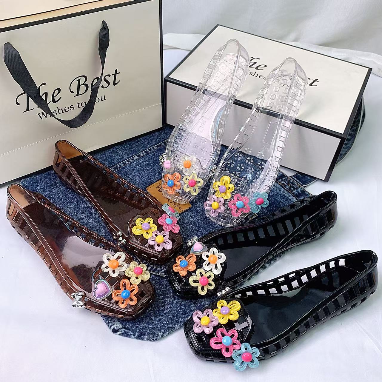 Florist Supplies - Fashionable Women's Shoes Jelly Crystal Shoes