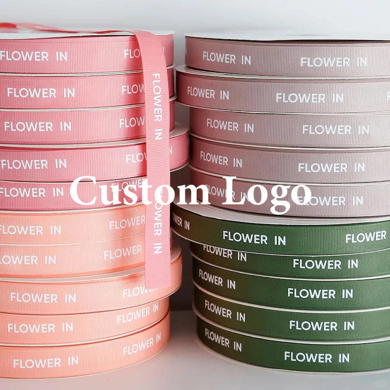 Florist Supply Ribbon - Personalized Grosgrain Ribbon Roll Custom Logo