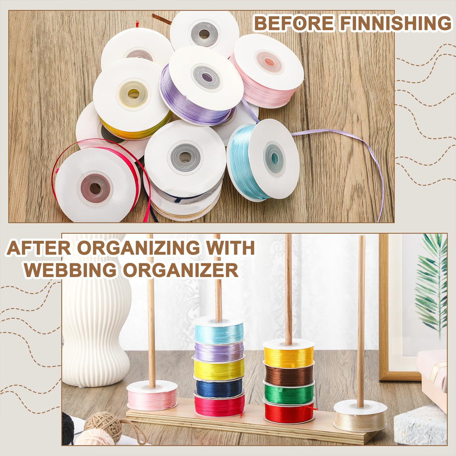 Wooden Ribbon Rack Storage Org - огляд і ціна Florist Supply Ribbon