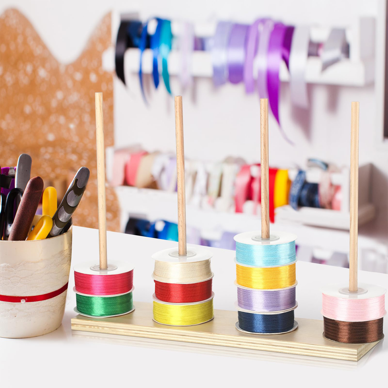 Wooden Ribbon Rack Storage Org - огляд і ціна Florist Supply Ribbon