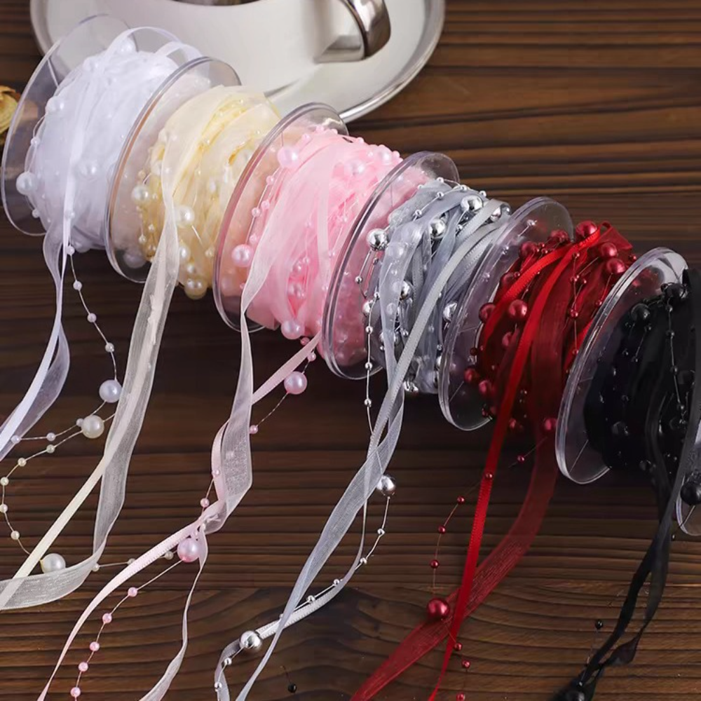 5Yards/Roll Bead Pearl Ribbon  - огляд і ціна Florist Supply Ribbon