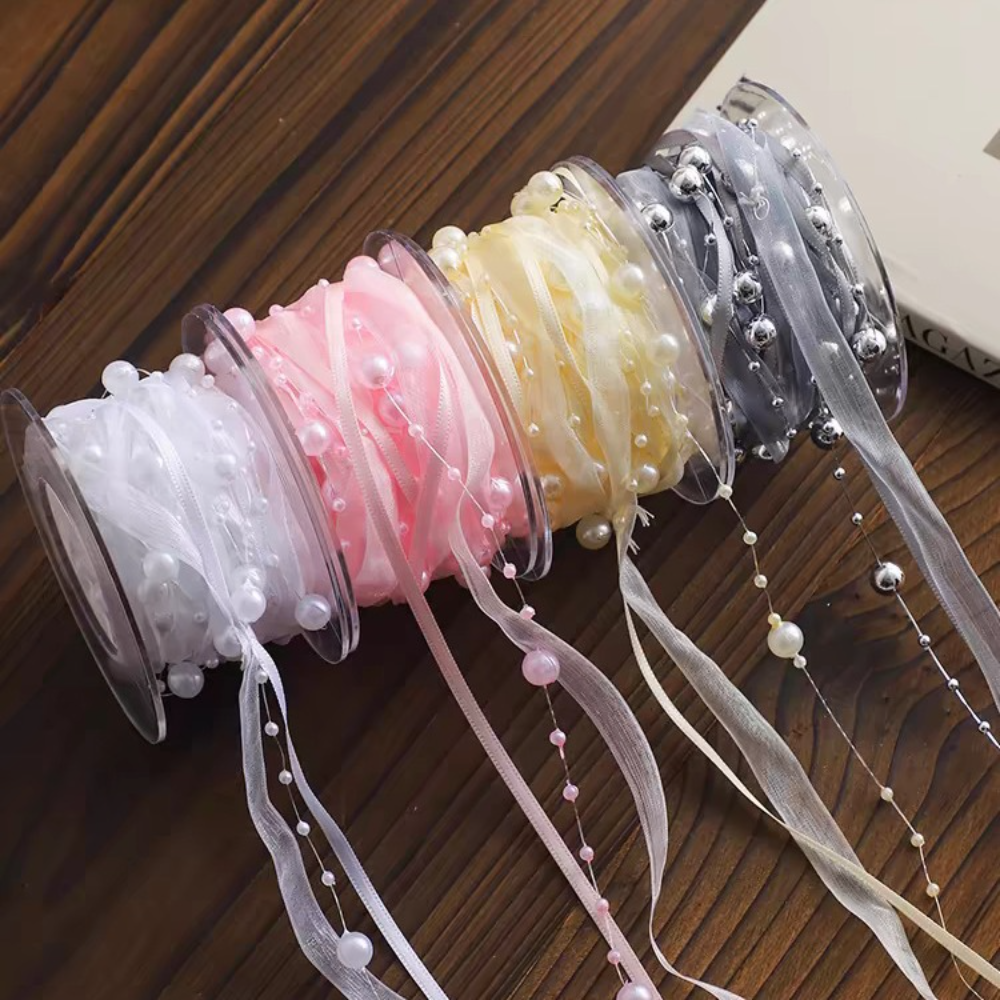5Yards/Roll Bead Pearl Ribbon  - огляд і ціна Florist Supply Ribbon